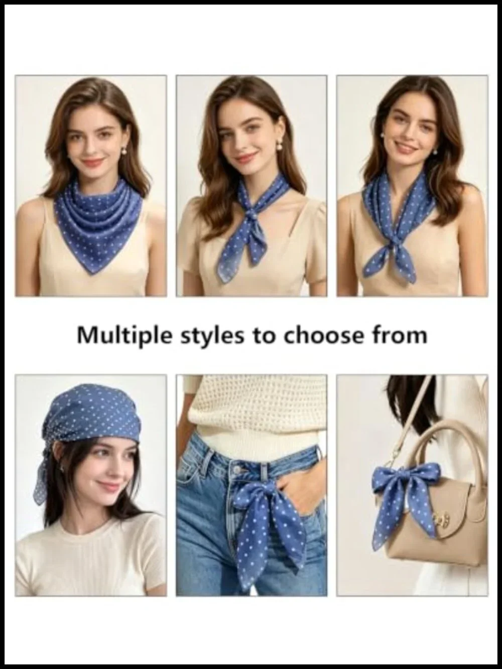 Polka Dot Square Scarf Women Neck Head Wrap Hair Accessory